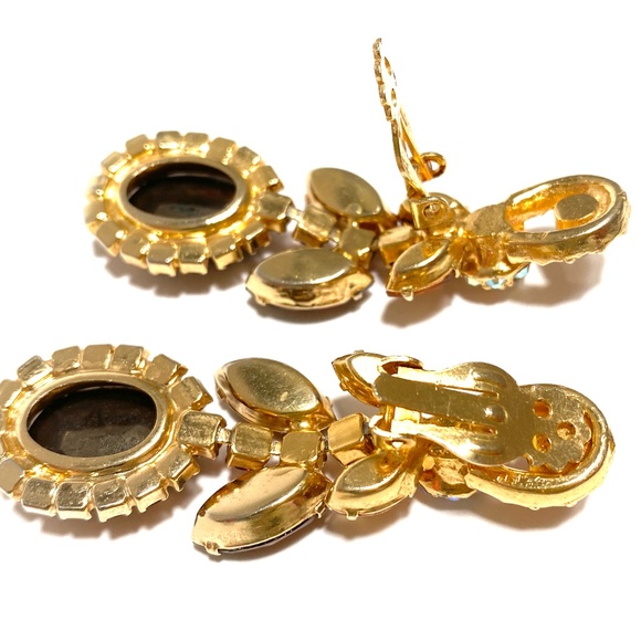 VINTAGE TOPAZ RHINESTONE EARRINGS - Picture 3 of 5